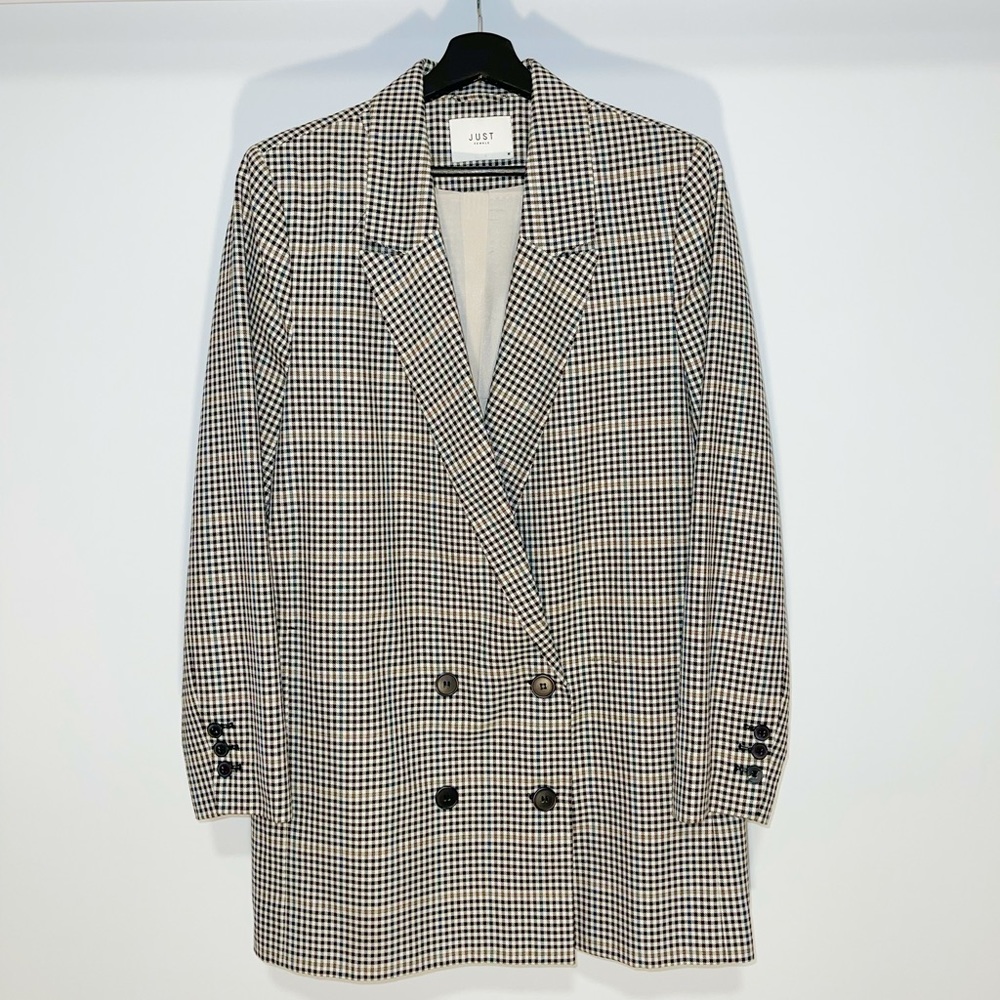 Women’s Checkered Double-Breasted Blazer